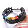 TCC™ 7 Chakra Healing Lava Stone Leather Bracelet